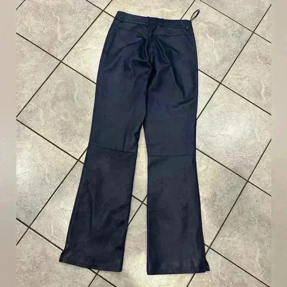 St. John Sport Navy Leather Pants Size Medium Size 0 - Picture 2 of 5